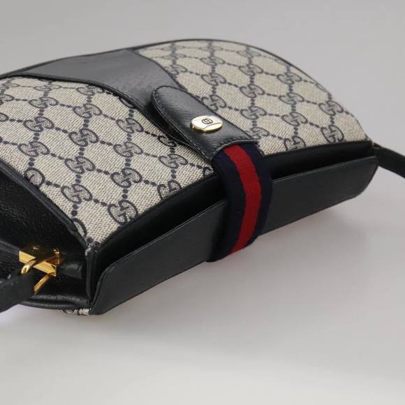 GUCCI GG Supreme Sherry Line Shoulder Bag PVC Red Navy 72 02 024 Auth 111172 - Picture 6 of 16